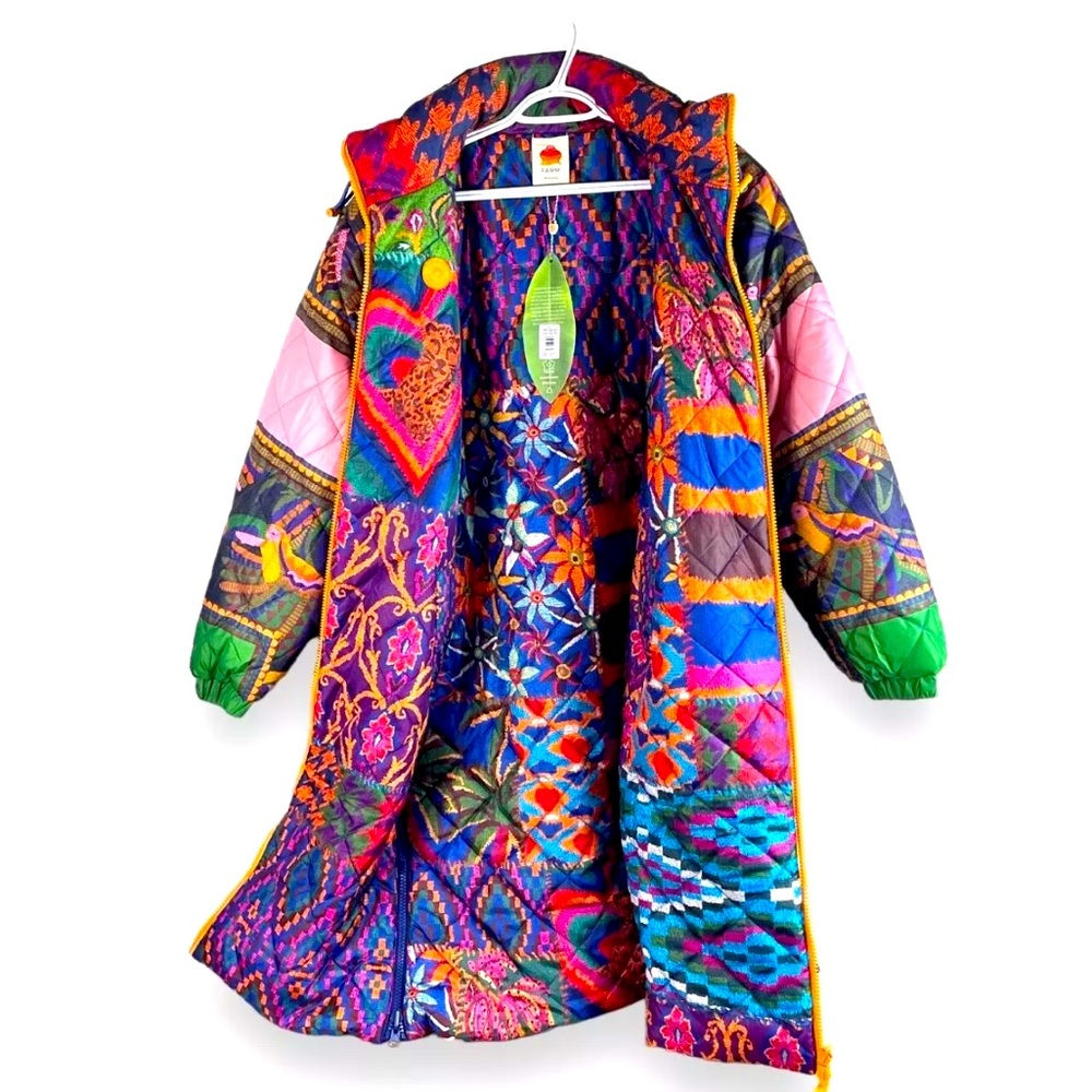 New Farm Rio graphic toucans multicolored jacket size: S reversible!